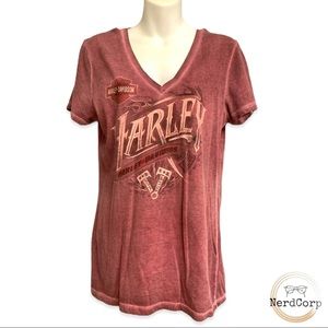 Harley Davidson Las Vegas NV Burgundy V-neck Shirt